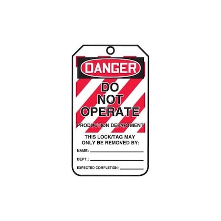 Accuform Safety Tags, DANGER DO NOT OPERATE PRODUCTION DEPARTMENT, 5.75in x 3.25in, HS-Laminate, 5PK MLT408LTM